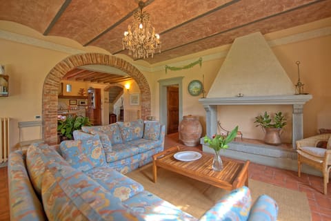 Panoramic Villa, 5 Bedrooms (Villa Fontine) | Living room | Flat-screen TV, fireplace, DVD player