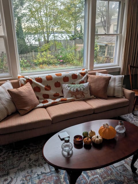 Living room with water view