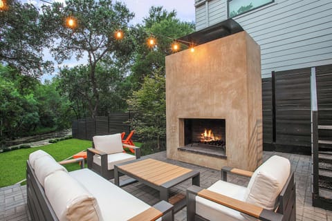 Relax in the vibey outdoor creekside living space