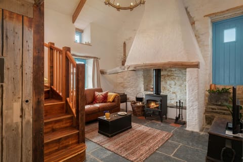 Wooden stairs leading to the crog loft bedroom