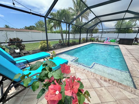 Spacious Lanai with two loungers and lots of room to enjoy the sun or shade.
