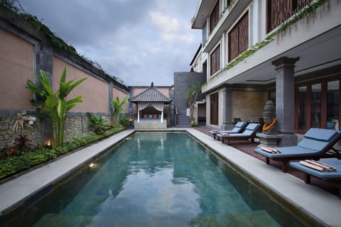 Outdoor pool, sun loungers
