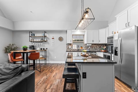 The open kitchen offers ample space & all the comforts of home​