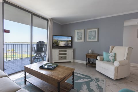 Living Area With Lagoon & Courtyard View