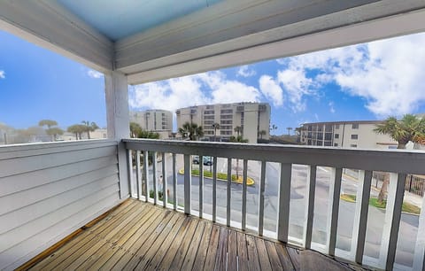 Opens from the second-floor living room.  Step out onto your private balcony to enjoy your morning coffee.