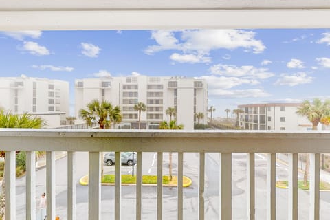 Opens from the second-floor living room.  Step out onto your private balcony to enjoy your morning coffee.