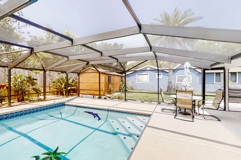 Private pool with a built-in volleyball net—perfect for fun, active swims and enjoying time with family and friends.