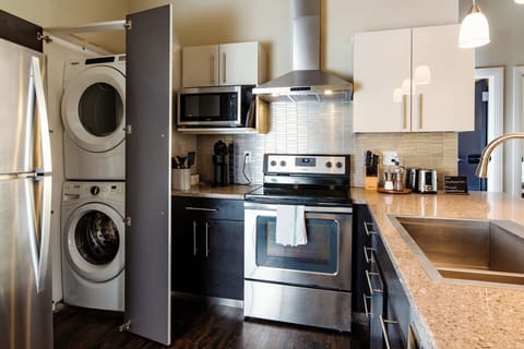 In-unit laundry keeps your routine seamless and your travel bag light