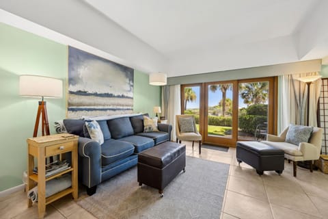 Cozy living space made for relaxing after a day at the beach