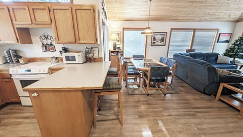 Kitchen, Dining, and Living