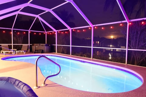 Pool area at night