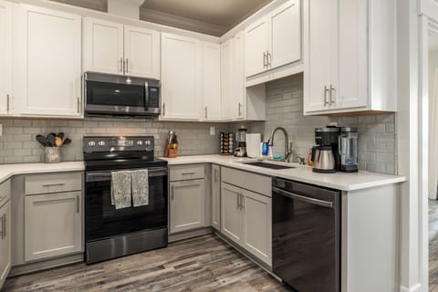 Coastal Château Kitchen with Coffee Maker, Dishwasher and Microwave