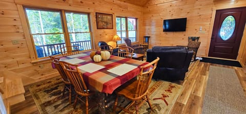 Enjoy meals and board games at the family-style dining table