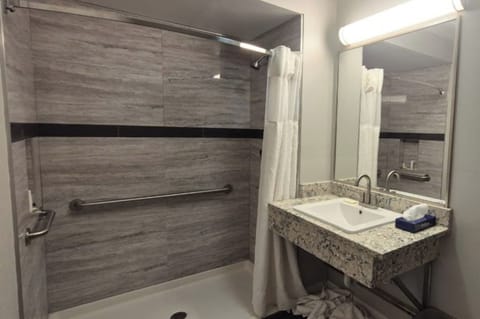 Room, 1 King Bed, Non Smoking | Bathroom | Free toiletries, hair dryer, towels