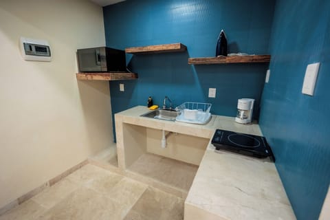 Superior Apartment, Patio | Private kitchen | Fridge, microwave, stovetop, cookware/dishes/utensils