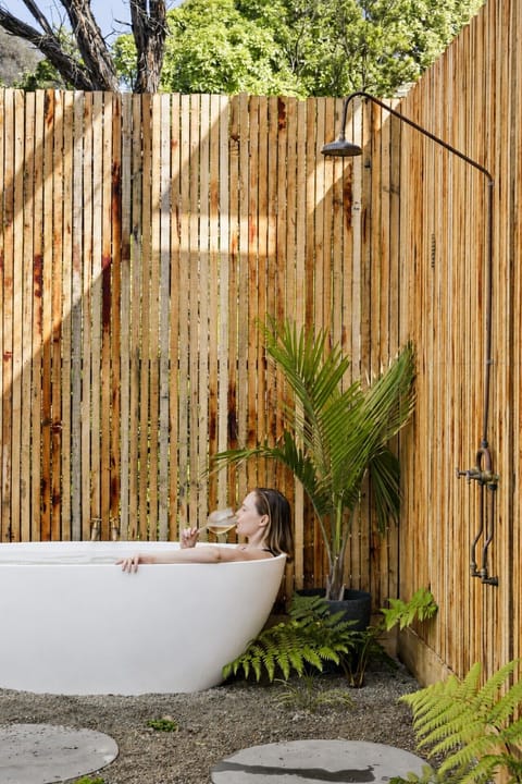 Private open air bath, the perfect end to a Peninsula beach or winery day.