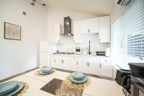 White themed kitchen area
