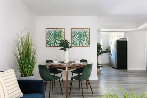 Spacious layout view showing dining and living areas seamlessly connected