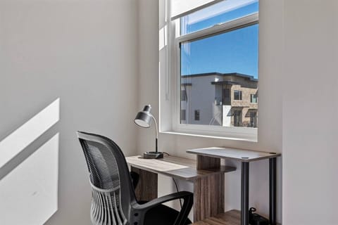 Dedicated work space off living room