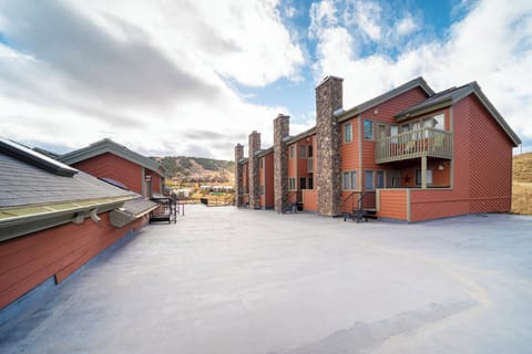 The condo is an end unit and has a deck and a patio