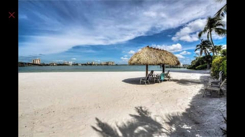 Tiki hut and free Lounge Chairs on Private beach
