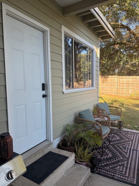 Front door to the guest house, with a code for self-check in.