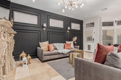 Elegant living room with 65 inch screen TV