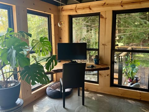 Work area facing lake