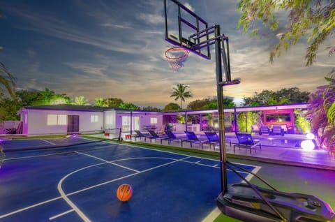 Stay active with your own pickleball and basketball court