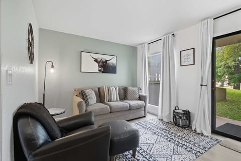 Unwind in the serene living room & enjoy a movie night at home​