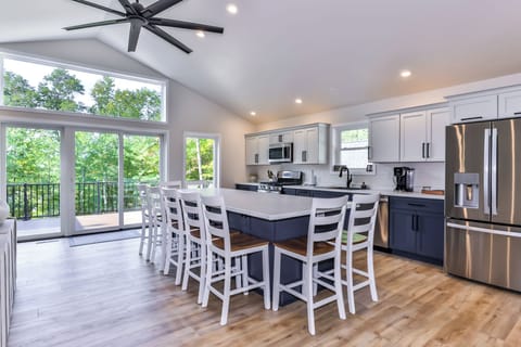 Open concept kitchen with lots of natural light.