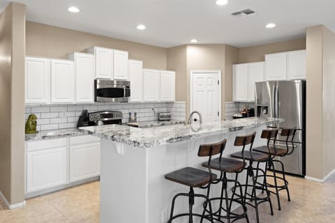 The kitchen is fully stocked with everything you should need to cook away from home