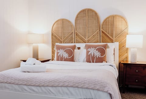 Soft textures and natural tones for a restful night by the shore.