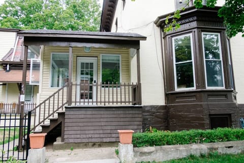 Porch from the street to enter into the unit on the left hand side of the building.