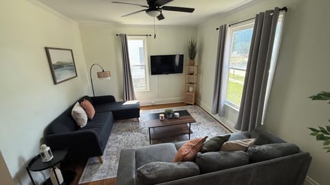 Comfortable living room with smart TV