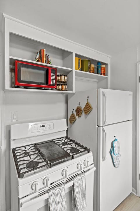 Gas stove, microwave, refrigerator