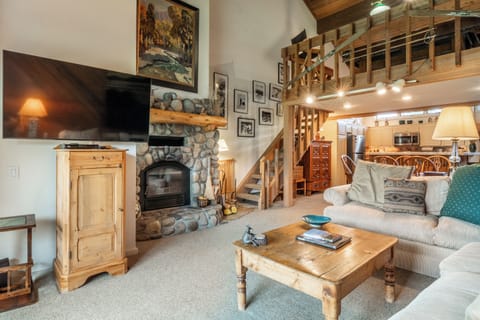 Living Room, Flatscreen TV, Wood Burning Fireplace