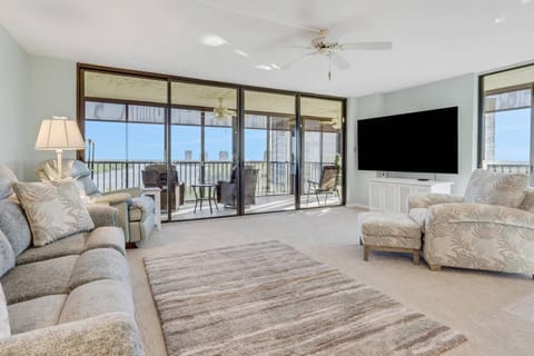 A large Smart TV with cable and streaming services is in the living area; guests will need to provide their logins for subscription-based channels.