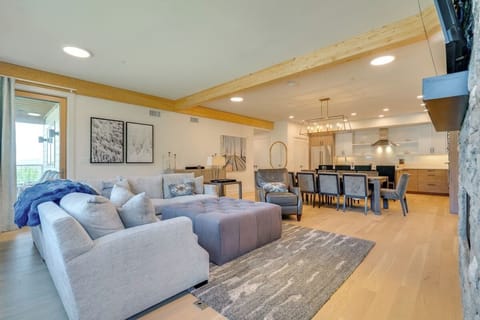 Dining table seats ten plus counter seating for four