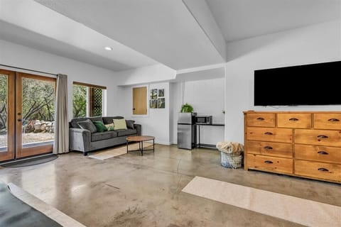 Large Retreat with Queen Sleeper sofa, mid size fridge, microwave, coffee maker