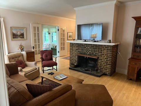 Living room with comfy furniture and smart TV