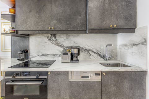 Apartment, City View | Private kitchen | Fridge, microwave, oven, stovetop