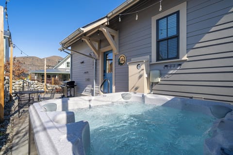 Private hot tub on the outside patio.