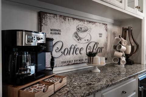 Start your day at the coffee bar, equipped with both a Keurig and drip coffee maker for your perfect morning brew.