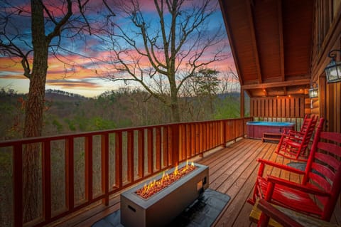 Wind down with mountain views and a fire going as the sun sets.