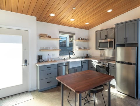 Superior Studio | Private kitchen | Full-size fridge, microwave, oven, stovetop