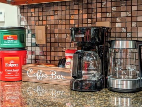 Wake up, sip, repeat. This cozy coffee bar is the perfect morning companion during your stay. Stirrers and Tea included!