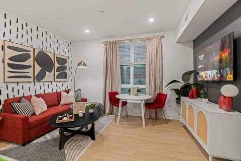 Cozy living room equipped with a sofa bed that sleeps up to 2 people + a 55` Smart TV that can be used for your favourite streaming services