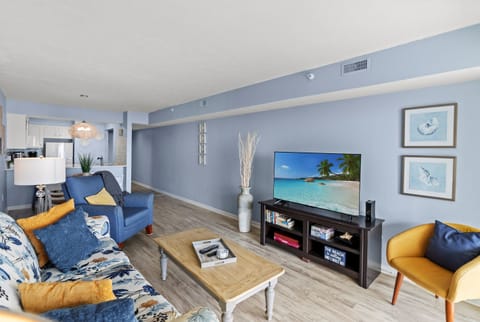 Oceanfront Living room with balcony access