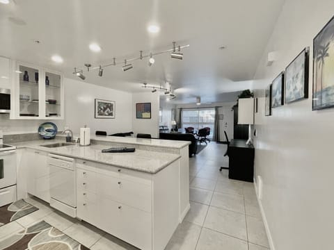 Our kitchen is well equipped with everything you need to cook a meal at home!